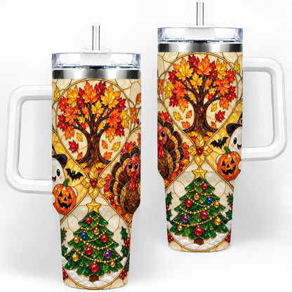 Seasonal Holiday 40oz Tumbler, Festive Character Artwork