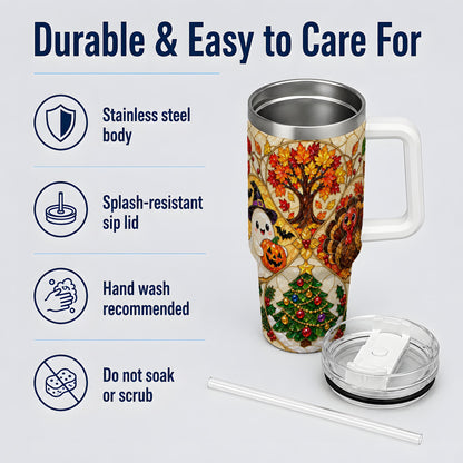Seasonal Holiday 40oz Tumbler, Festive Character Artwork