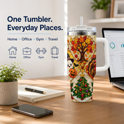Seasonal Holiday 40oz Tumbler, Festive Character Artwork