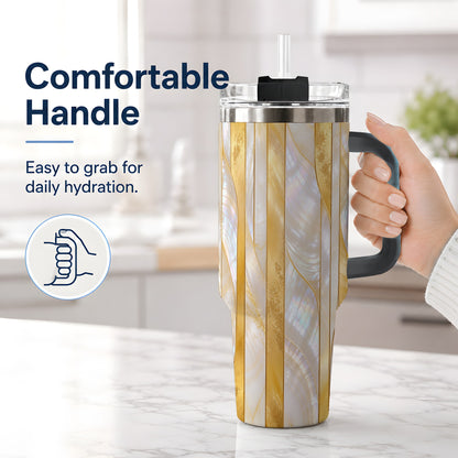#pl[40oz|Black] Pearl Gold Style 40oz Tumbler, Abstract Geometric Drinkware