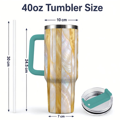 #pl[40oz|Green] Pearl Gold Style 40oz Tumbler, Abstract Geometric Drinkware