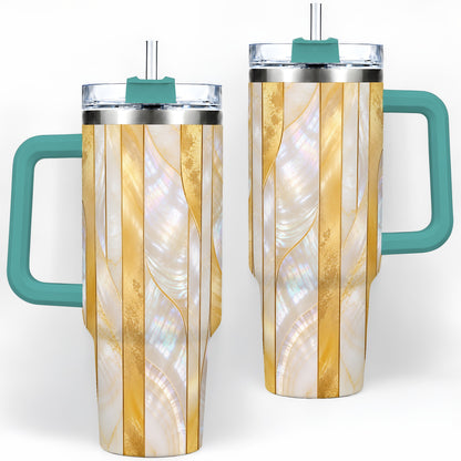 #pl[40oz|Green] Pearl Gold Style 40oz Tumbler, Abstract Geometric Drinkware