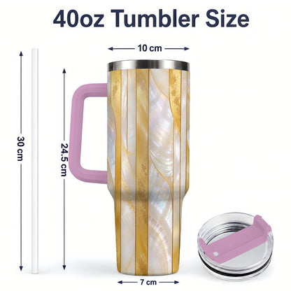 #pl[40oz|Pink] Pearl Gold Style 40oz Tumbler, Abstract Geometric Drinkware