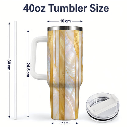#pl[40oz|White] Pearl Gold Style 40oz Tumbler, Abstract Geometric Drinkware