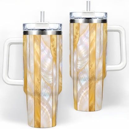 Pearl Gold Style 40oz Tumbler, Abstract Geometric Drinkware