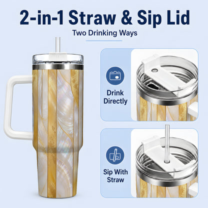 #pl[40oz|White] Pearl Gold Style 40oz Tumbler, Abstract Geometric Drinkware