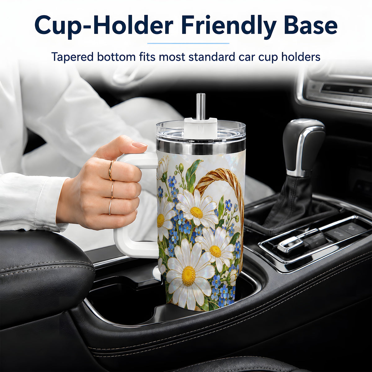 Daisy Flower Basket 40oz Tumbler, Botanical Floral Drinkware