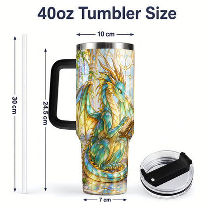 #pl[40oz|Black] Stained Glass Style Dragon 40oz Tumbler, Stainless Steel Drinkware