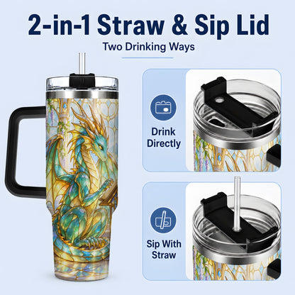 #pl[40oz|Black] Stained Glass Style Dragon 40oz Tumbler, Stainless Steel Drinkware