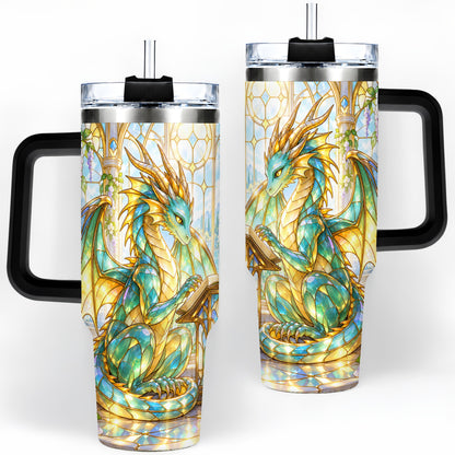#pl[40oz|Black] Stained Glass Style Dragon 40oz Tumbler, Stainless Steel Drinkware