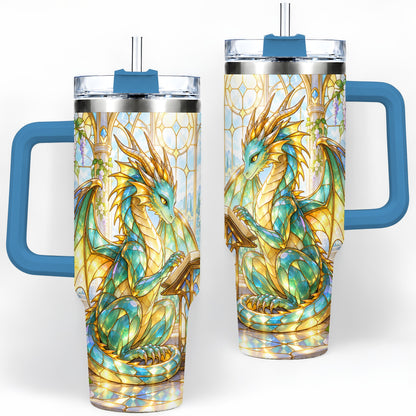 #pl[40oz|Blue] Stained Glass Style Dragon 40oz Tumbler, Stainless Steel Drinkware