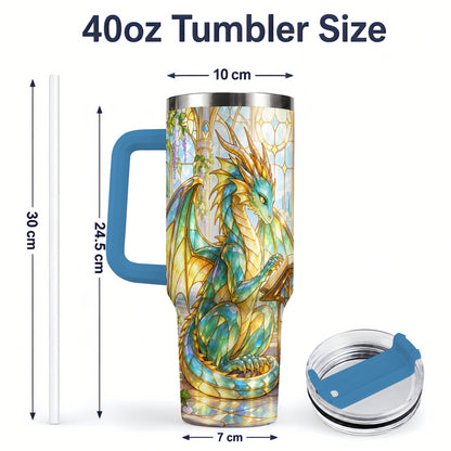 #pl[40oz|Blue] Stained Glass Style Dragon 40oz Tumbler, Stainless Steel Drinkware