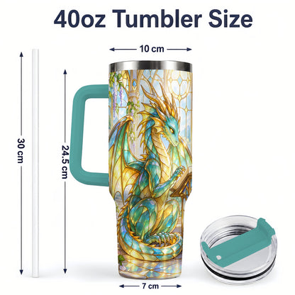 #pl[40oz|Green] Stained Glass Style Dragon 40oz Tumbler, Stainless Steel Drinkware