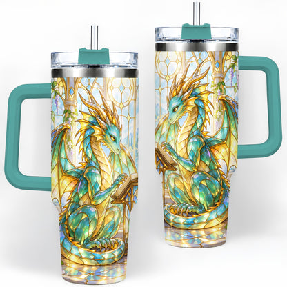 #pl[40oz|Green] Stained Glass Style Dragon 40oz Tumbler, Stainless Steel Drinkware