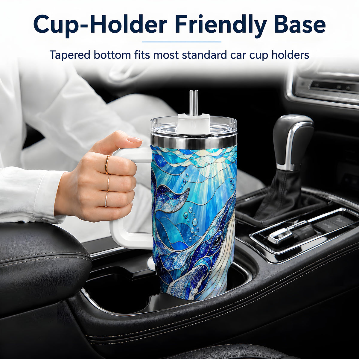 Stained Glass Style Whale 40oz Tumbler, Stainless Steel Drinkware