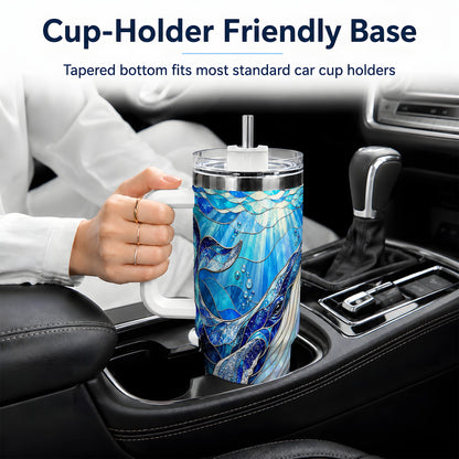 Stained Glass Style Whale 40oz Tumbler, Stainless Steel Drinkware