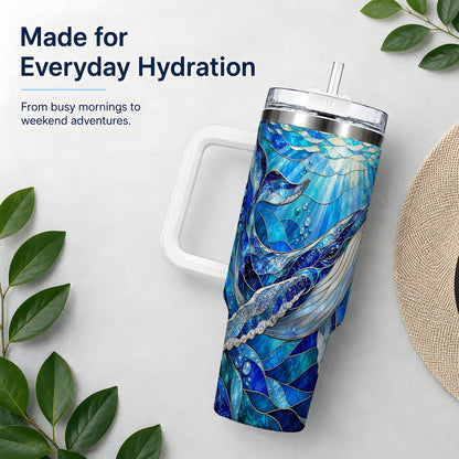 Stained Glass Style Whale 40oz Tumbler, Stainless Steel Drinkware