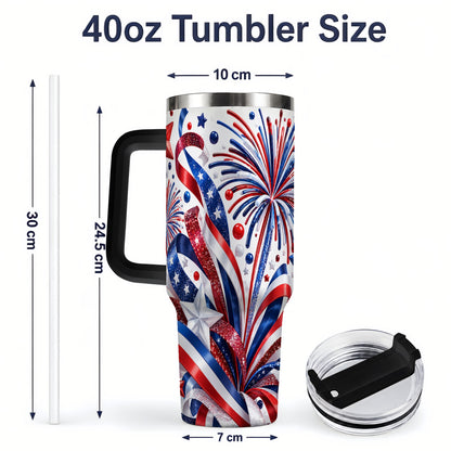 #pl[40oz|Black] Patriotic Fireworks 40oz Tumbler, Stainless Steel Star Drinkware