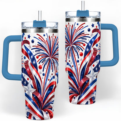#pl[40oz|Blue] Patriotic Fireworks 40oz Tumbler, Stainless Steel Star Drinkware