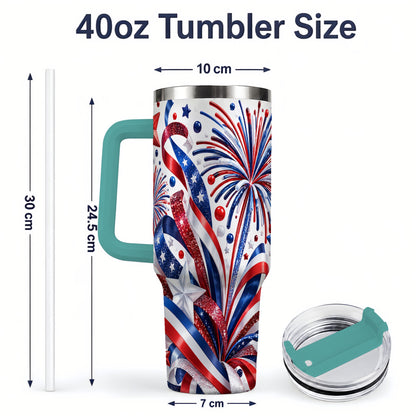 #pl[40oz|Green] Patriotic Fireworks 40oz Tumbler, Stainless Steel Star Drinkware