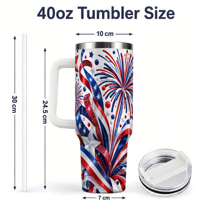 #pl[40oz|White] Patriotic Fireworks 40oz Tumbler, Stainless Steel Star Drinkware