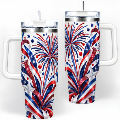 Patriotic Fireworks 40oz Tumbler, Stainless Steel Star Drinkware
