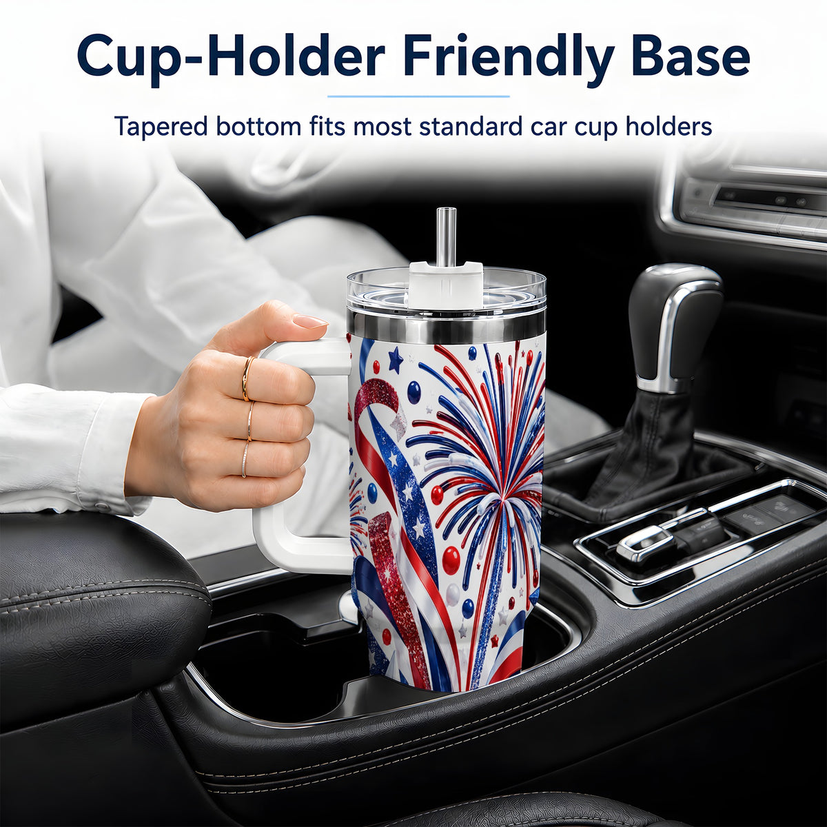 Patriotic Fireworks 40oz Tumbler, Stainless Steel Star Drinkware