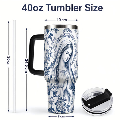 #pl[40oz|Black] Praying Woman Floral 40oz Tumbler, Stainless Steel Faith Drinkware