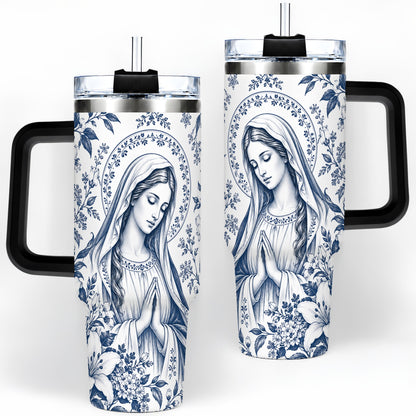 #pl[40oz|Black] Praying Woman Floral 40oz Tumbler, Stainless Steel Faith Drinkware