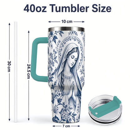 #pl[40oz|Green] Praying Woman Floral 40oz Tumbler, Stainless Steel Faith Drinkware