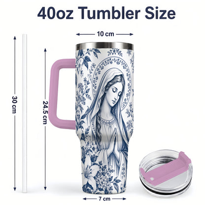#pl[40oz|Pink] Praying Woman Floral 40oz Tumbler, Stainless Steel Faith Drinkware