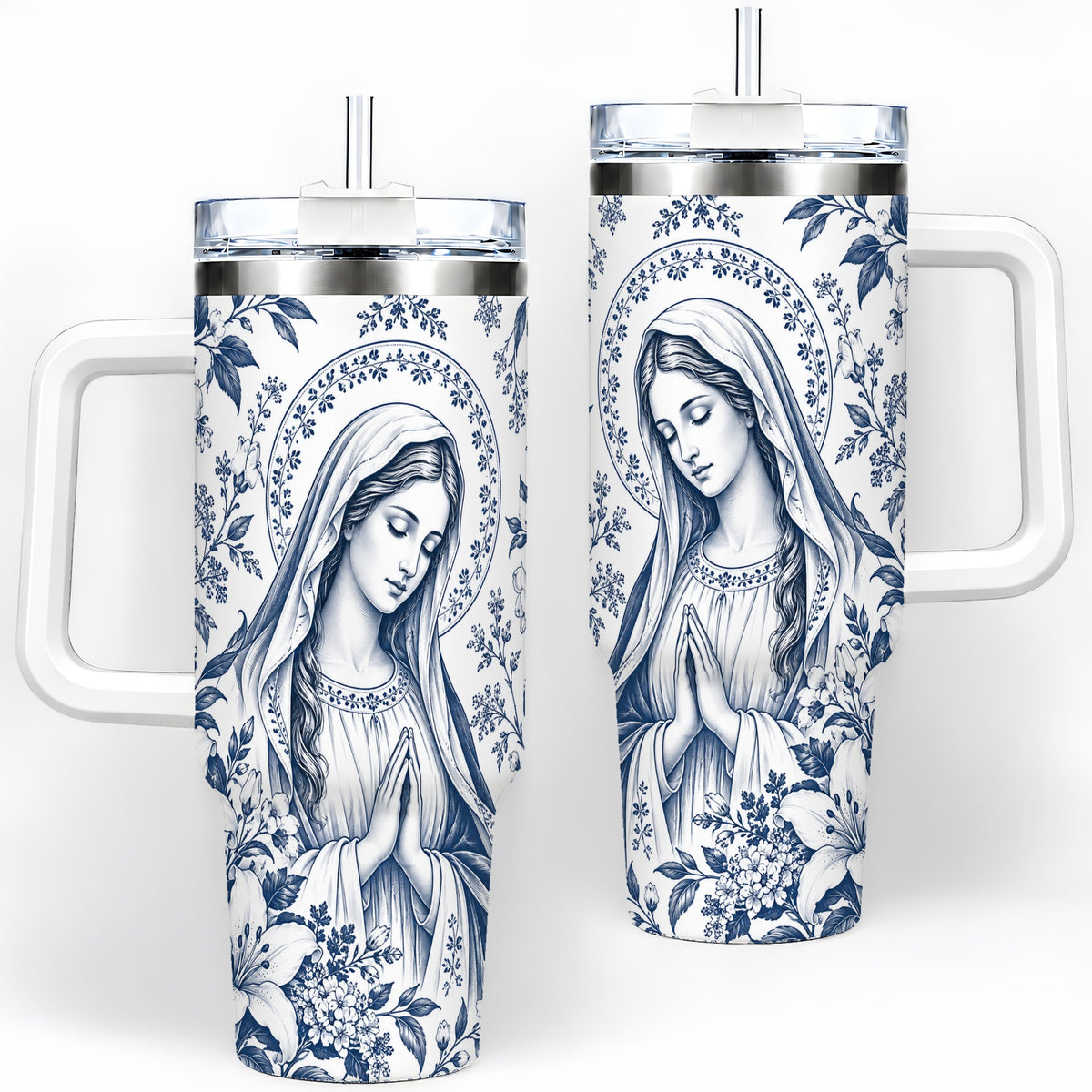 Praying Woman Floral 40oz Tumbler, Stainless Steel Faith Drinkware