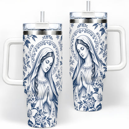 Praying Woman Floral 40oz Tumbler, Stainless Steel Faith Drinkware