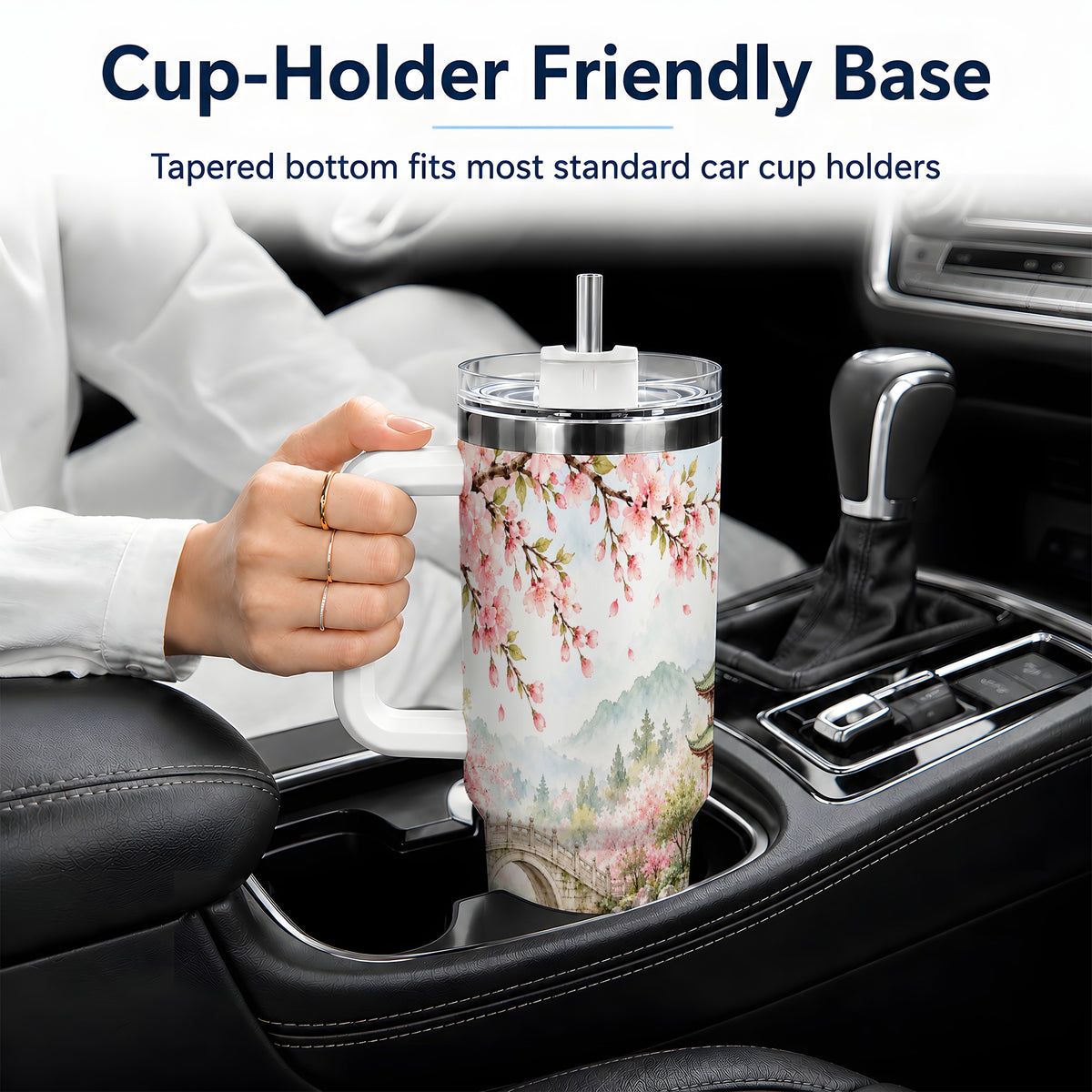 Cherry Blossom Garden 40oz Tumbler, Stainless Steel Scenic Drinkware