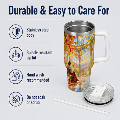 Autumn Reading Scene 40oz Tumbler, Stainless Steel Fall Drinkware