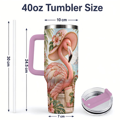#pl[40oz|Pink] Tropical Flamingo 40oz Tumbler, Coastal Bird Drinkware for Bird Lovers