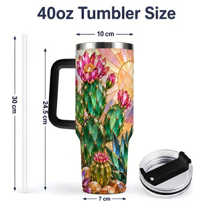 #pl[40oz|Black] Blooming Cactus 40oz Tumbler, Desert Floral Drinkware for Plant Lovers