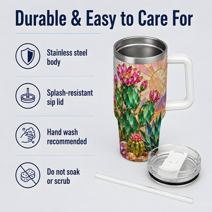 Blooming Cactus 40oz Tumbler, Desert Floral Drinkware for Plant Lovers