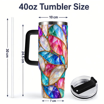 #pl[40oz|Black] Colorful Geometric Mosaic 40oz Tumbler, Faceted Abstract Drinkware