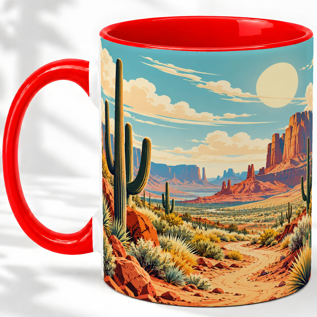 Desert Cactus Accent Mug, Ceramic Drinkware for Desert Lovers
