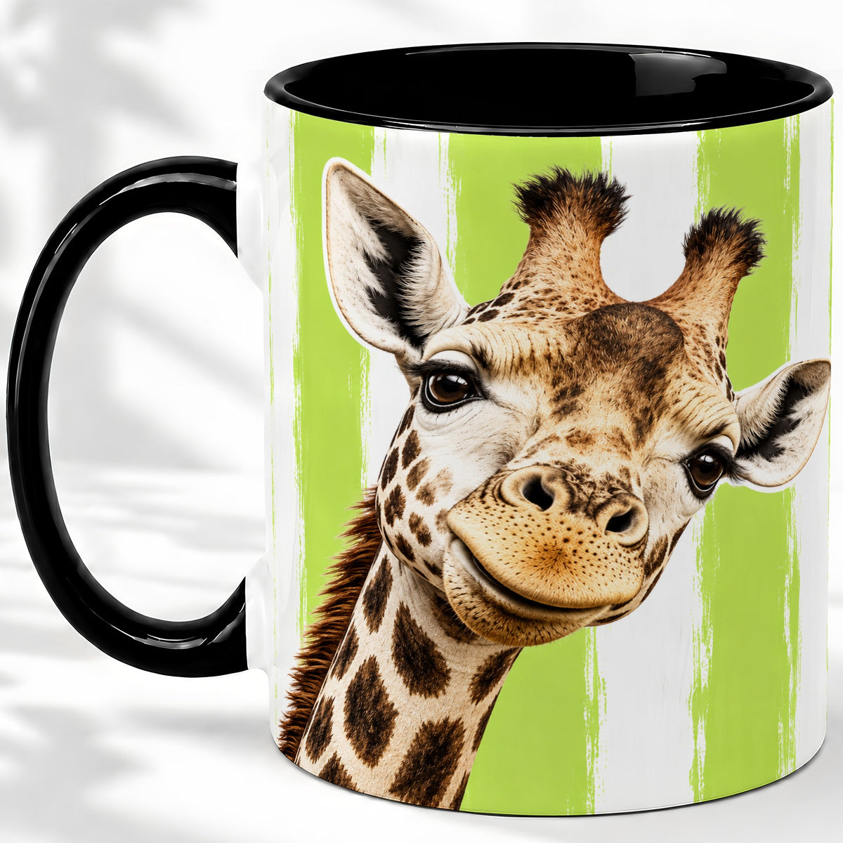 #pl[11oz|Black] Giraffe Portrait Accent Mug, Ceramic Drinkware for Giraffe Lovers