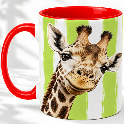 Giraffe Portrait Accent Mug, Ceramic Drinkware for Giraffe Lovers
