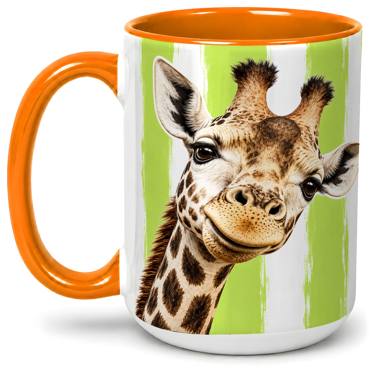 #pl[15oz|Orange] Giraffe Portrait Accent Mug, Ceramic Drinkware for Giraffe Lovers