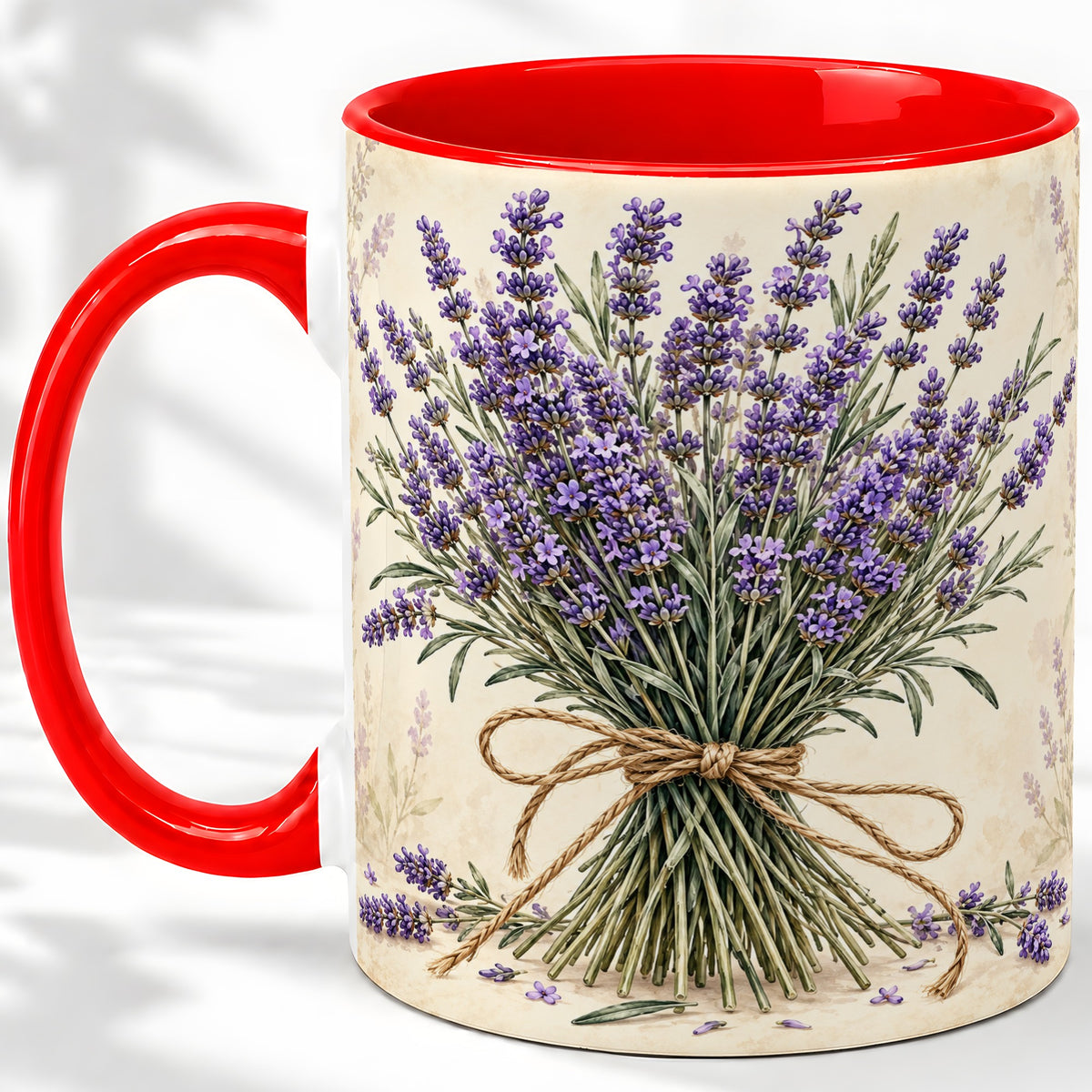 Lavender Bouquet Accent Mug, Ceramic Drinkware for Lavender Lovers