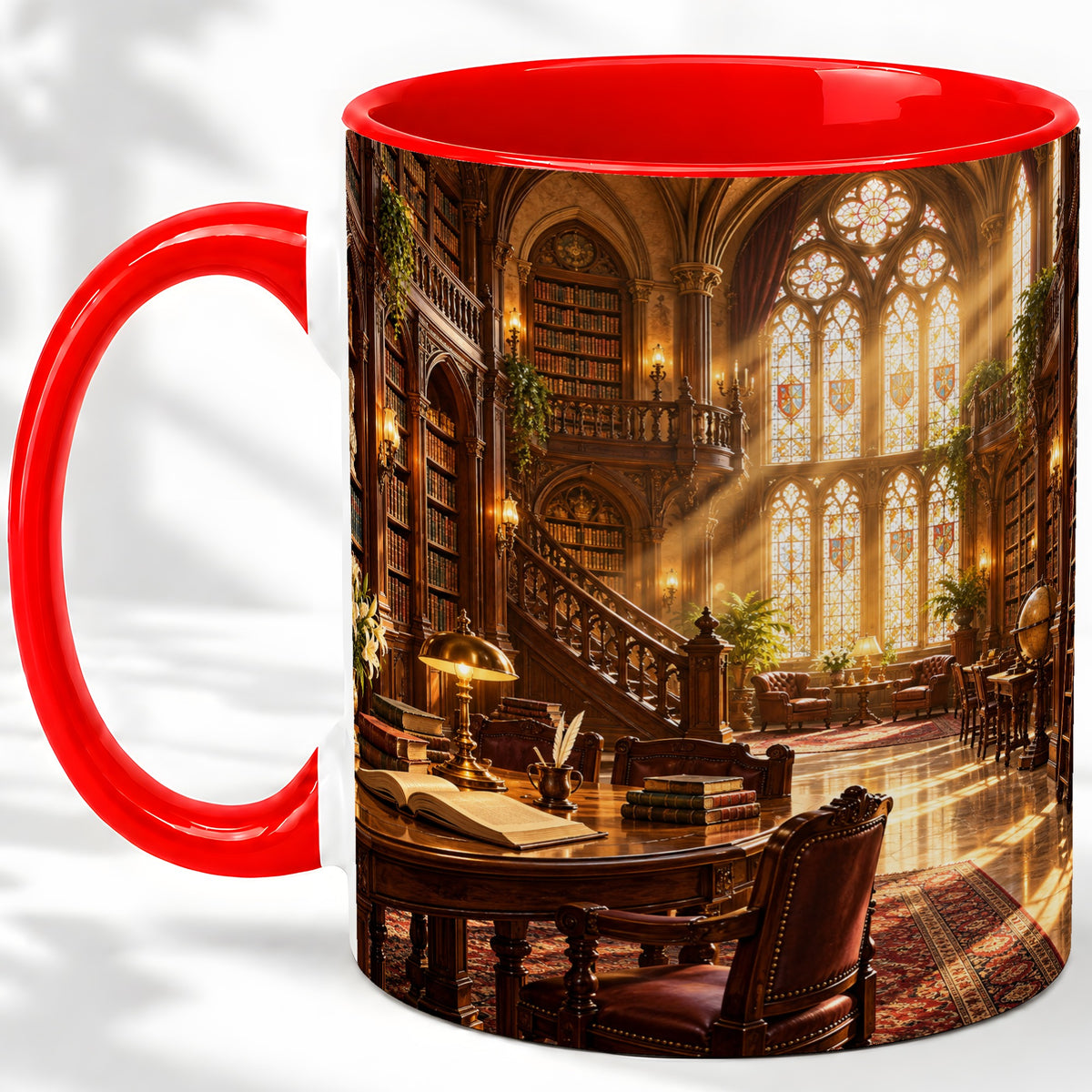 Gothic Library Coffee Mug, Ceramic Mug with Vintage Book Artwork
