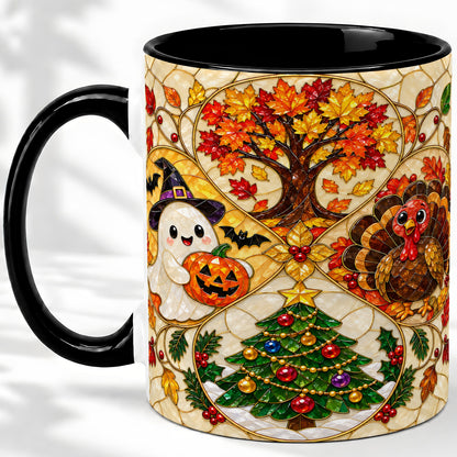 #pl[11oz|Black] Seasonal Holiday Ceramic Mug, Festive Character Artwork