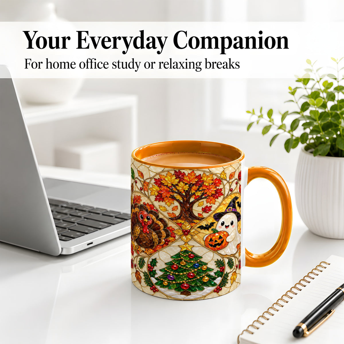 #pl[11oz|Orange] Seasonal Holiday Ceramic Mug, Festive Character Artwork