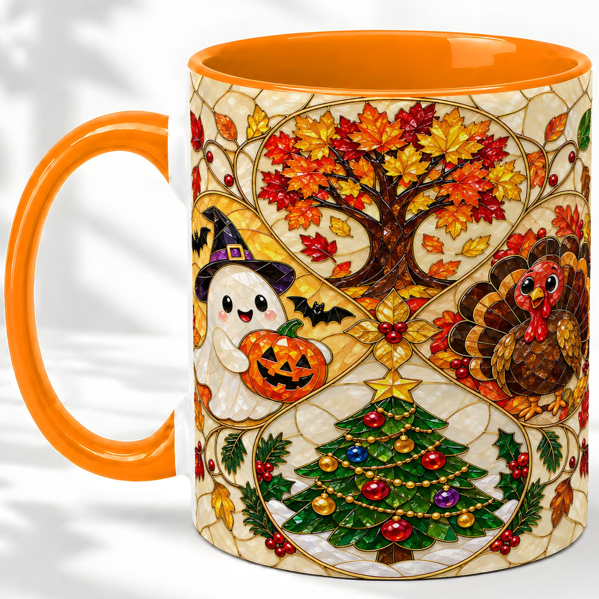 #pl[11oz|Orange] Seasonal Holiday Ceramic Mug, Festive Character Artwork