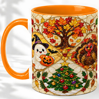 #pl[11oz|Orange] Seasonal Holiday Ceramic Mug, Festive Character Artwork