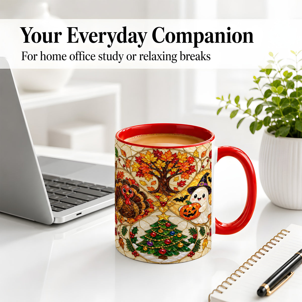 #pl[11oz|Red] Seasonal Holiday Ceramic Mug, Festive Character Artwork